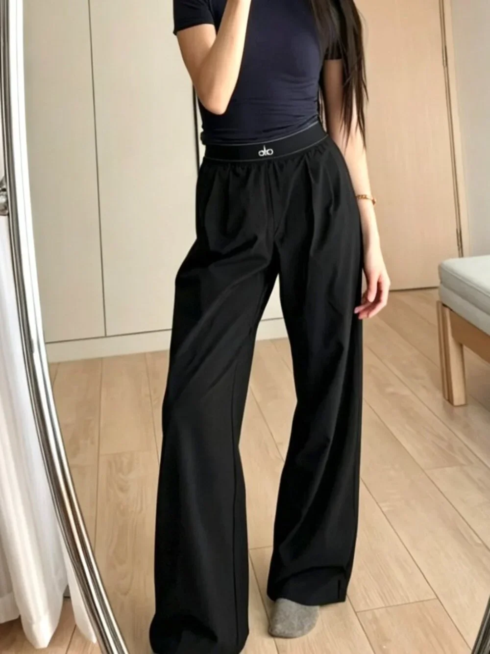 💕ALO Black Casual/Straight Leg Suit Up Trouser（Regular 30”inch）NWT
